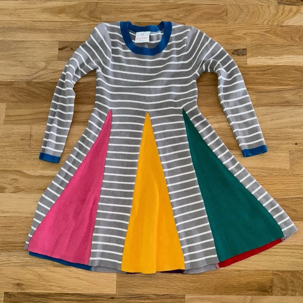 Hanna Andersson Rainbow Sweater Cotton Dress Sz 110